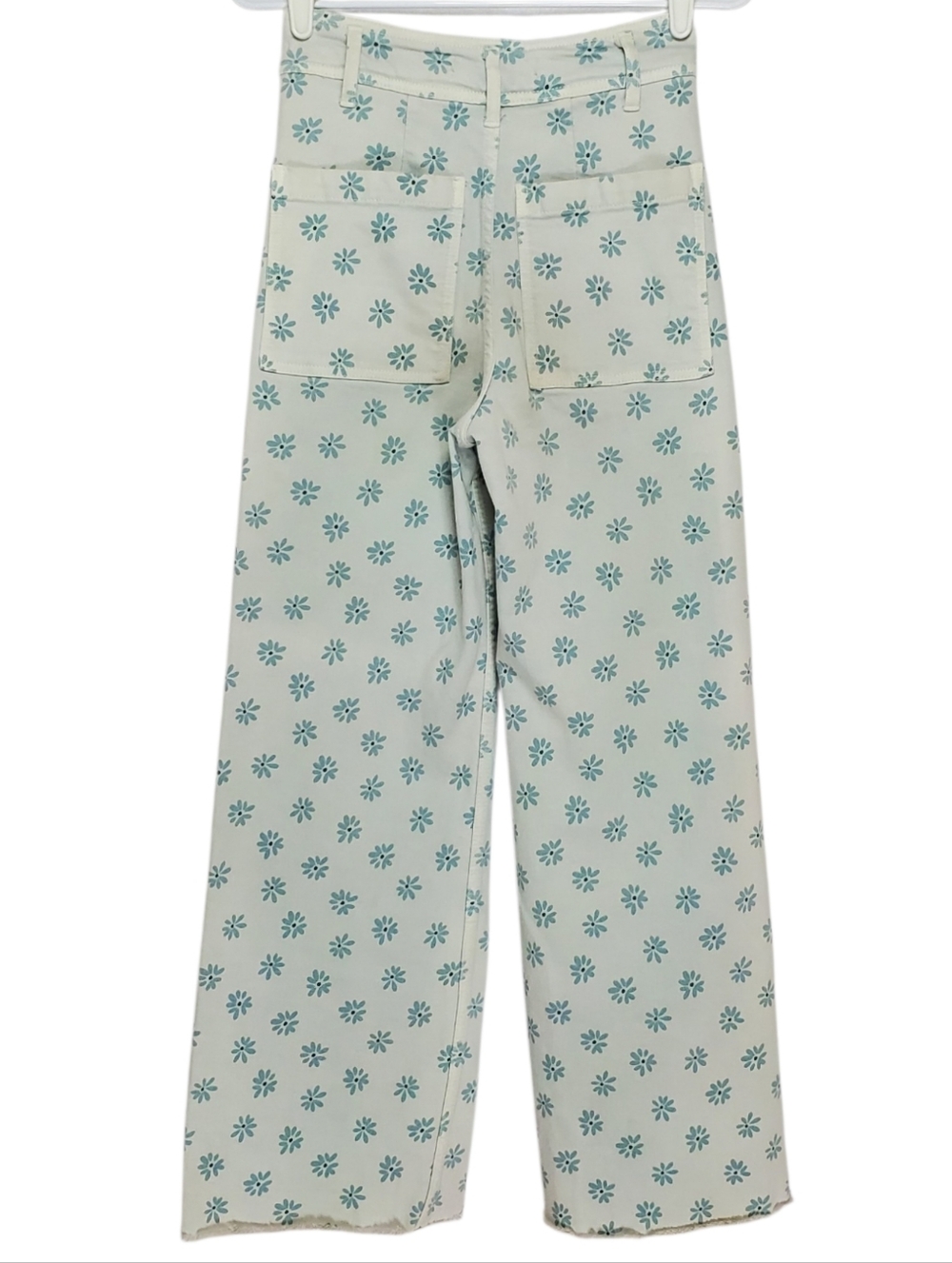 🟢7653 * Zara Marine Straight Leg Floral Daisy Print Jeans Light Wash Size 2 - Picture 2 of 12